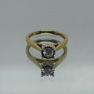 10k Yellow Gold & 1/2 CT Diamond  Solitaire engagement Ring Weight 2.58g